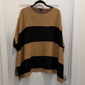 Ann Taylor Tan and Black Striped Poncho